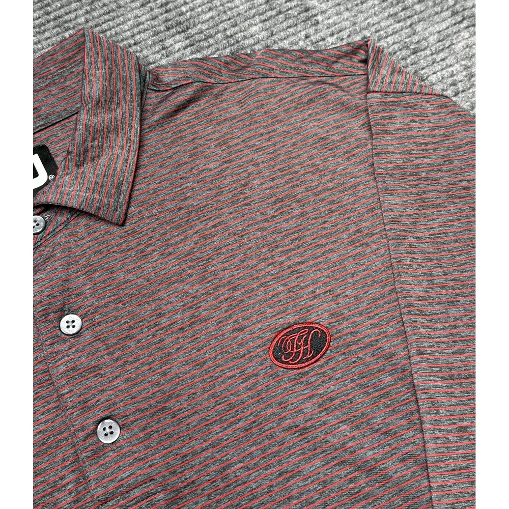 FootJoy Polo Shirt Mens 2XL Gray Red Striped Golf‎ Performance Stretch Athletic